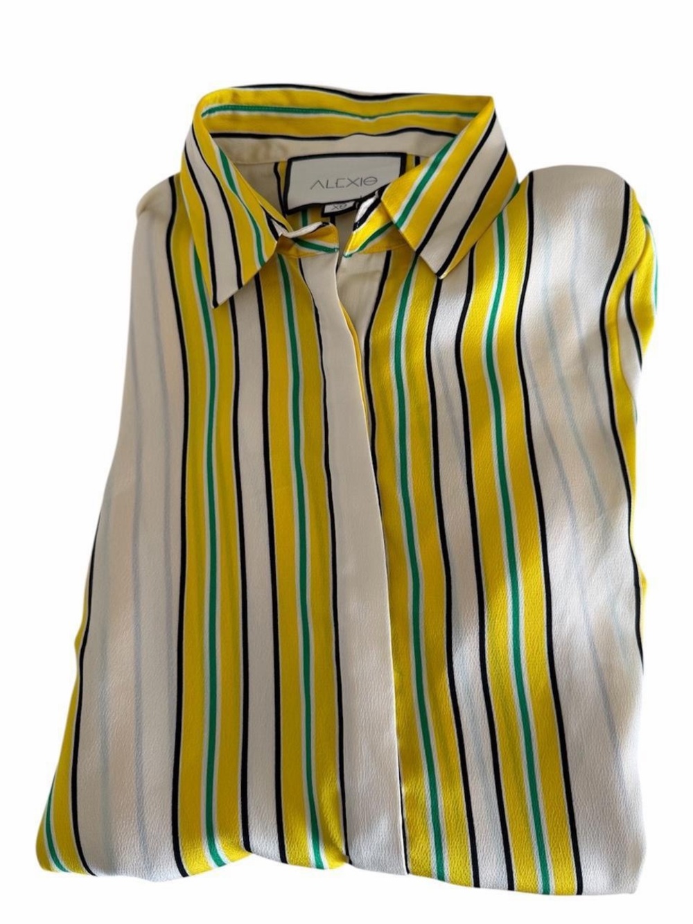 Alexis Striped Button-Down Blouse with Smocked Cuffs (XS) - Picture 5 of 8